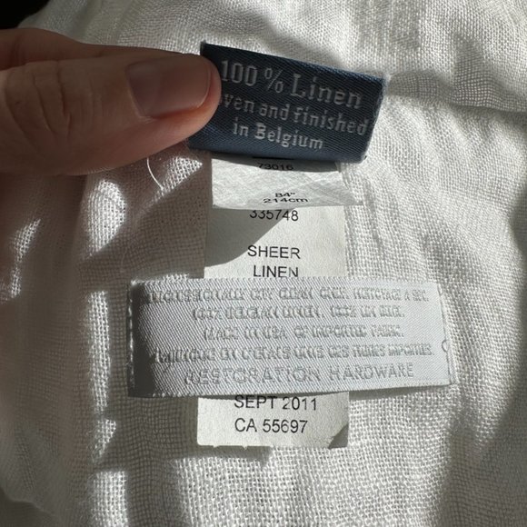 BUNDLE of 4 Restoration Hardware Sheer Belgium Linen curtain Optic White 50x84 - Picture 3 of 5